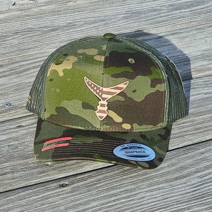 chasing-tail-american-leather-patch-snap-back-hat-tropic-multi-cam-green-front