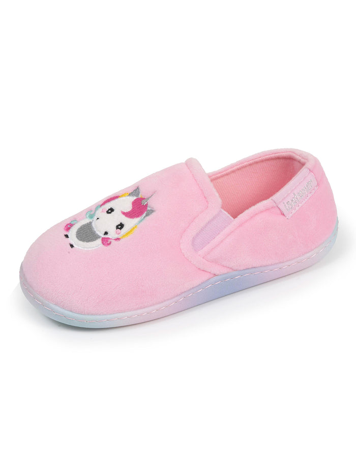 Chaussons mocassins Enfant Rose licorne