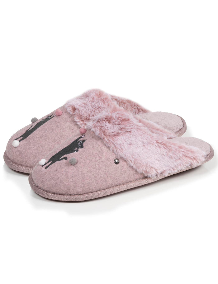 Chaussons mules Femme plates Rose chiné