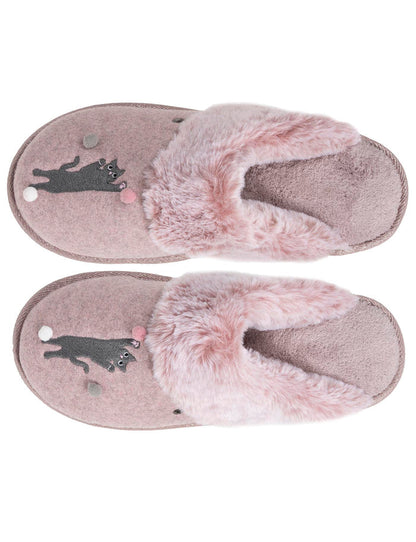 Chaussons mules Femme plates Rose chiné