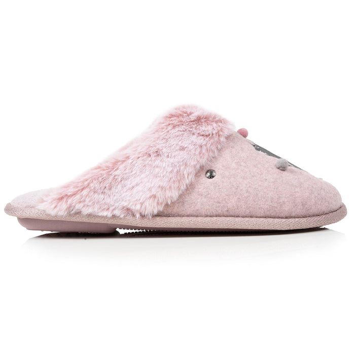 Chaussons mules Femme plates Rose chiné