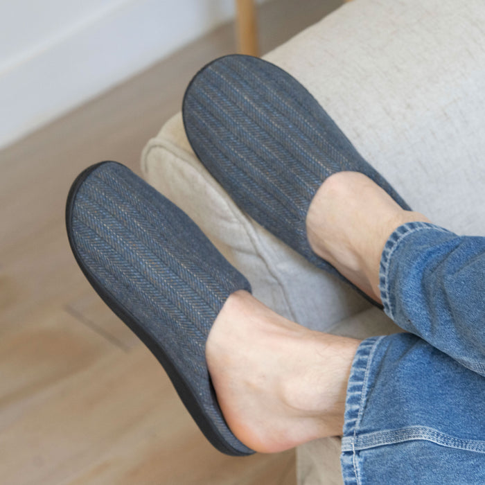 Chaussons mules Homme Chevrons bleus