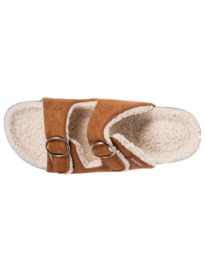 Chaussons sandales Femme Camel Sherpa