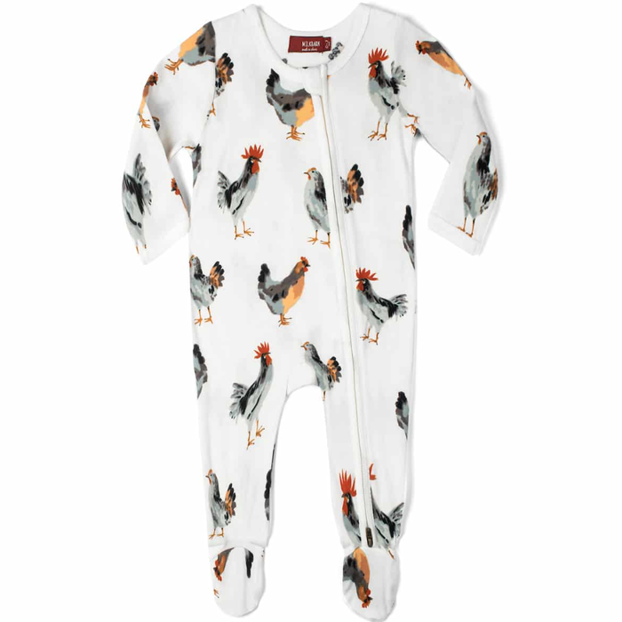 Chicken Luxe Stretch Footed Romper