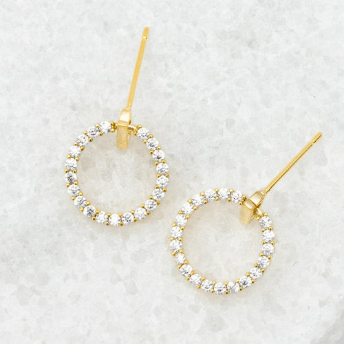 Circle Gold Zircon Stud Earrings- Made By Survivors