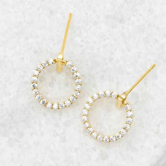 Circle Gold Zircon Stud Earrings- Made By Survivors