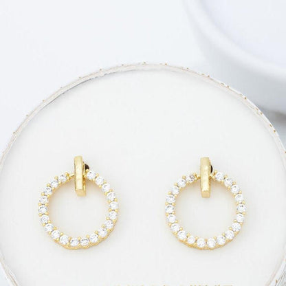 Circle Gold Zircon Stud Earrings- Made By Survivors