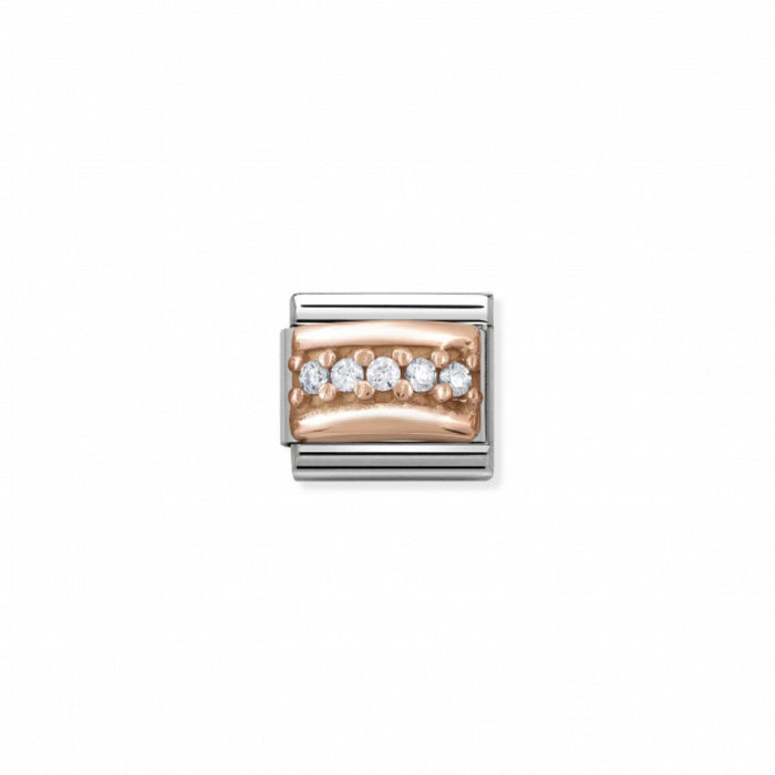 Classic Link 9K Rose Gold Pave with White Cubic Zirconia Charm