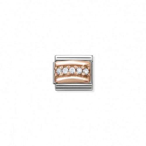 Classic Link 9K Rose Gold Pave with White Cubic Zirconia Charm