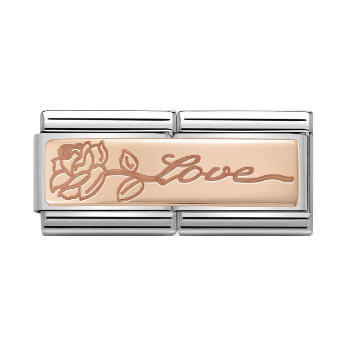 Classic Rose Gold Love with Flower Double Charm