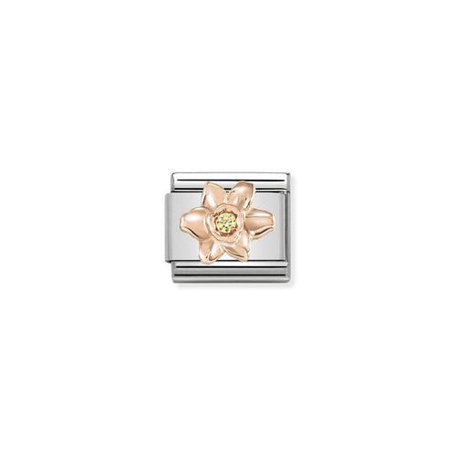 Classic Rose Gold & Yellow Cubic Zirconia Daffodil Charm