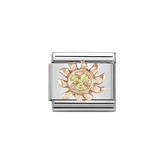 Classic Rose Gold & Yellow Cubic Zirconia Sun Charm