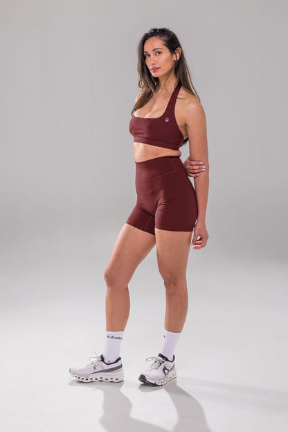 Clean Cut Halter Bra - Burnt Fig