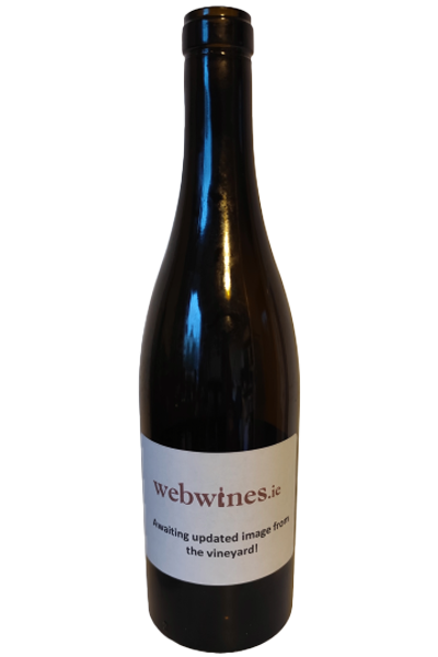 Wine bottle with a label on a white background