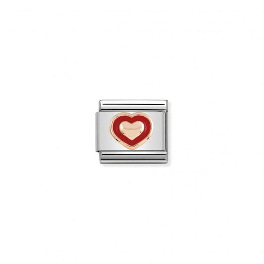 Composable Classic Link 9k Rose Gold Enamel Red Border Heart