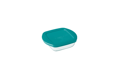 Cook & Store - Square glass dish with duck blue lid - compatible air fryer