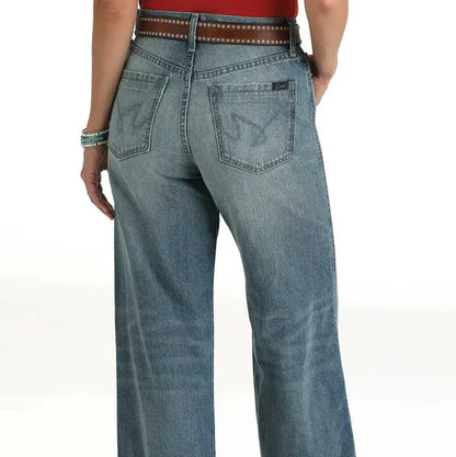 Cruel Women's High Rise Loose Fit Casey Wide Leg Jean in Medium Stonewash