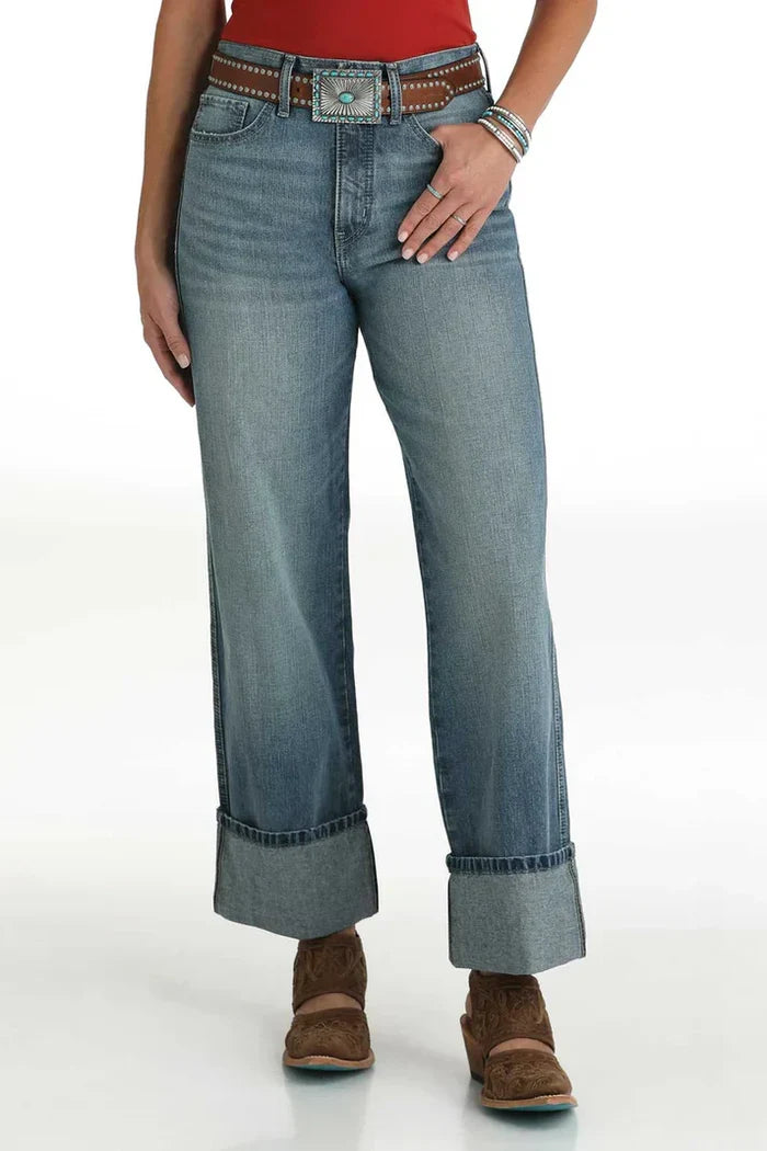 Cruel Women's High Rise Loose Fit Casey Wide Leg Jean in Medium Stonewash