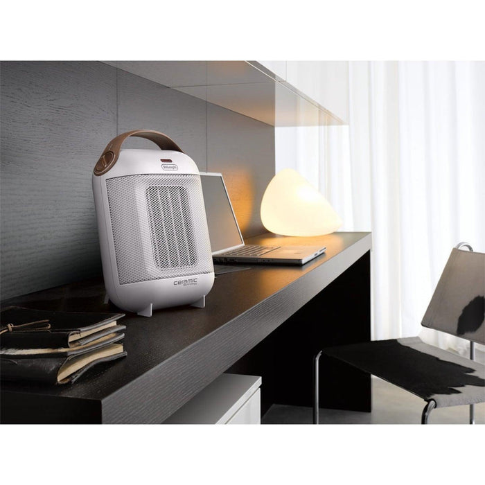 Delonghi 1800W Capsule Ceramic Fan Heater - White | HFX30C18.IW from DID Electrical - guaranteed Irish, guaranteed quality service. (6977590067388)