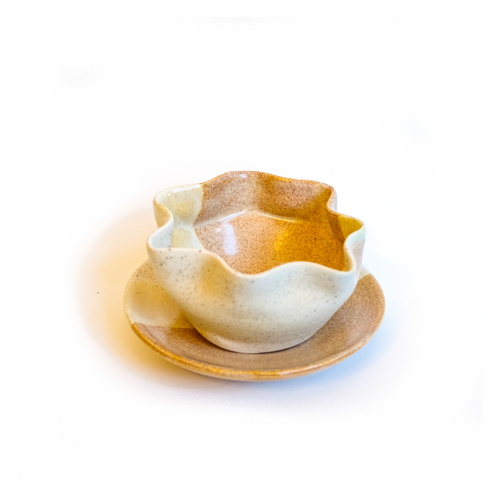 Desert Sand Flower Bowl & Plate