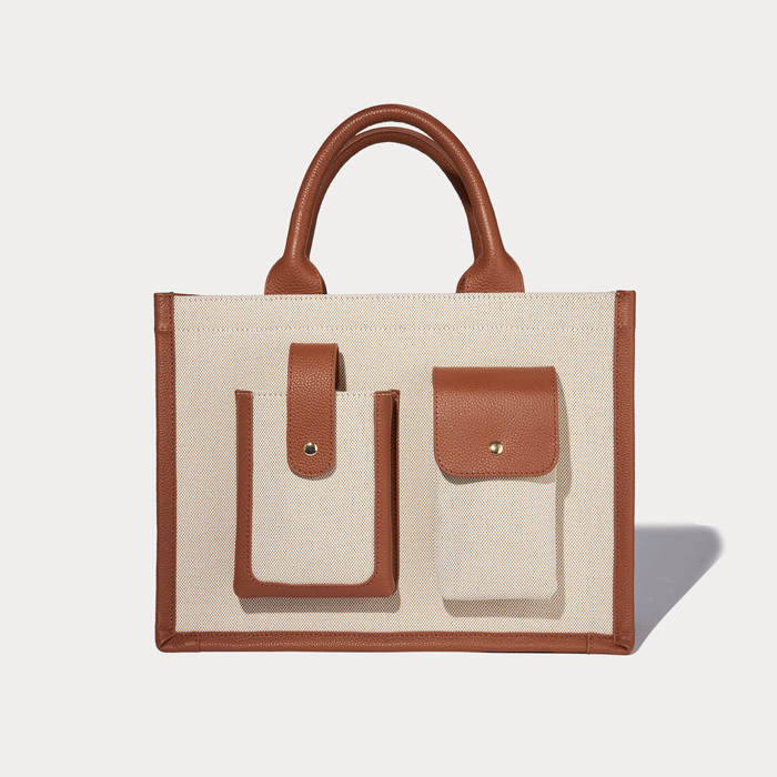 Dillon Book Tote - Cream Sienna/Gold