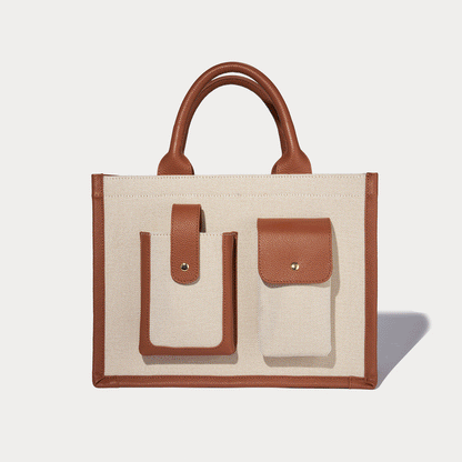 Dillon Book Tote - Cream Sienna/Gold