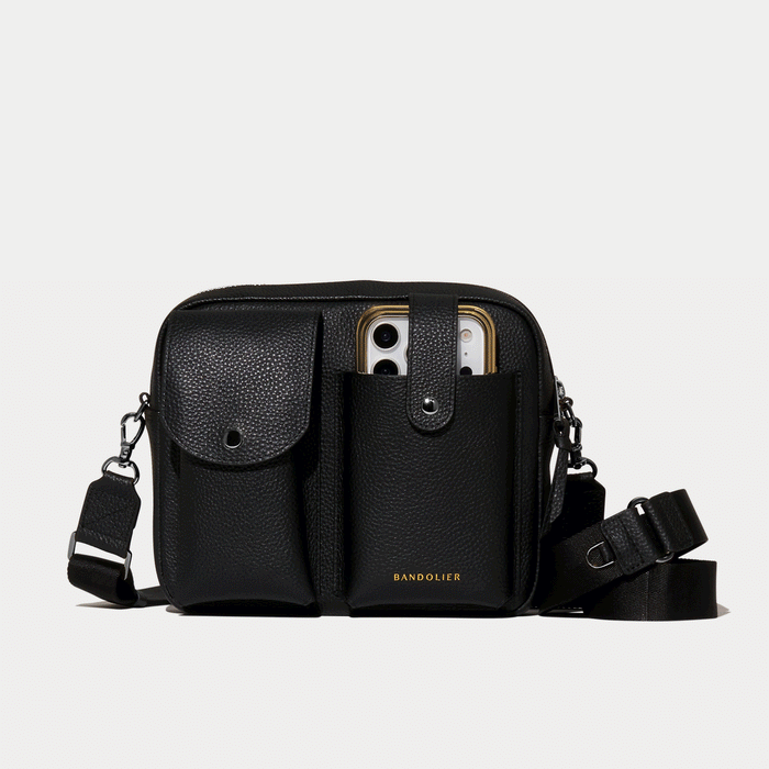 Dillon Dual Pocket Crossbody Bag - Black/Pewter
