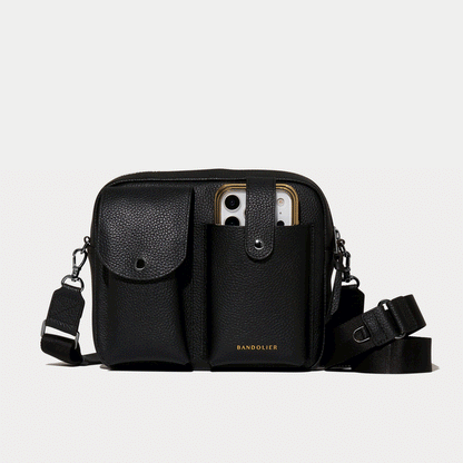 Dillon Dual Pocket Crossbody Bag - Black/Pewter