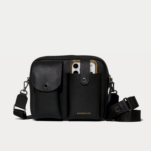 Dillon Dual Pocket Crossbody Bag - Black/Pewter