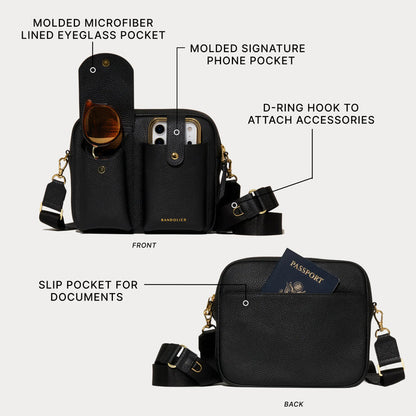 Dillon Dual Pocket Crossbody Bag - Navy/Gold