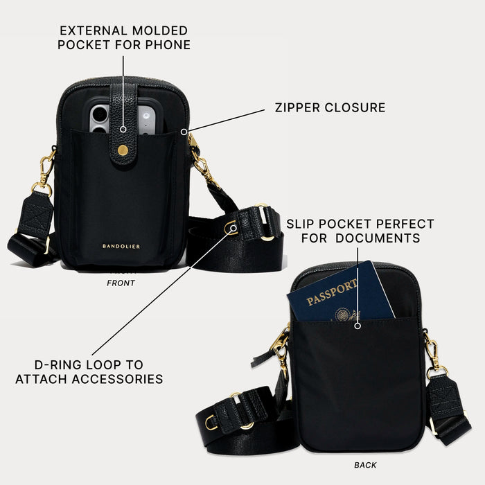 Dillon Nylon Crossbody Bag - Black/Gold