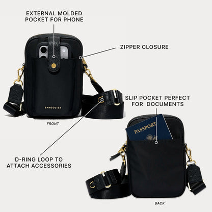Dillon Nylon Crossbody Bag - Black/Gold