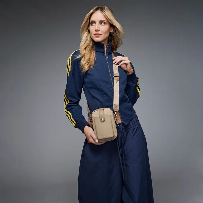 Dillon Nylon Crossbody Bag - Taupe/Gold