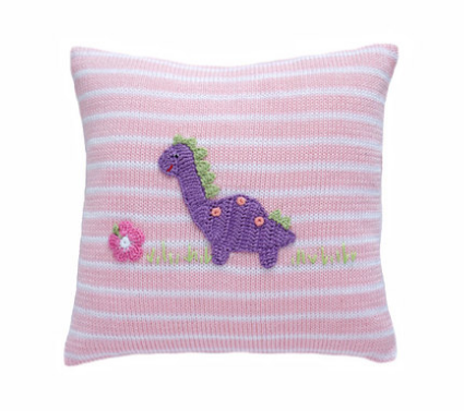 Dinosaur Baby Pillow - (Pink or Navy) - Handmade- Support Fair Trade for Artisans - Give Back Goods