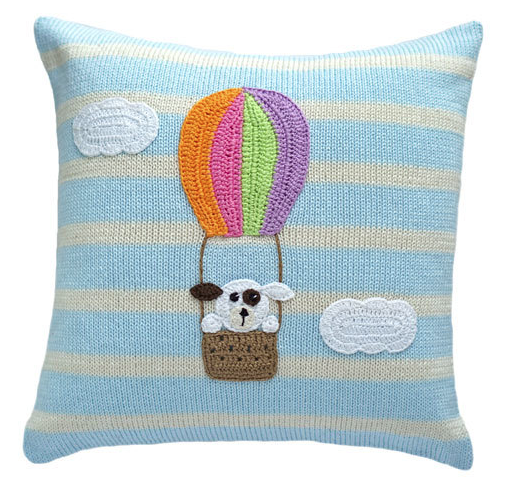 Dog in Hot Air Balloon Baby Pillow, Handmade, Fair Trade - Give Back Goods