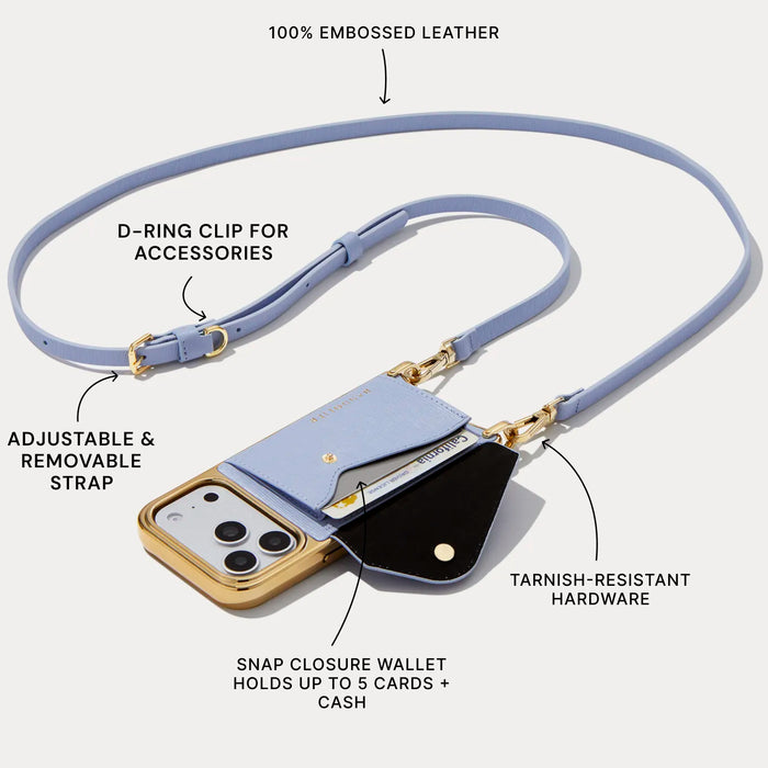 Donna Chrome Crossbody Phone Case - Periwinkle Wave/Chrome Gold