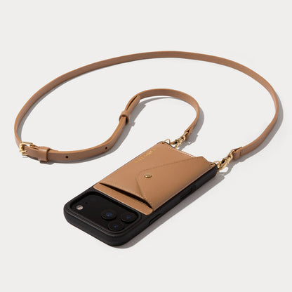 Donna Side Slot Crossbody Bandolier - Tan/Gold