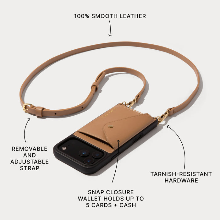 Donna Side Slot Crossbody Bandolier - Tan/Gold