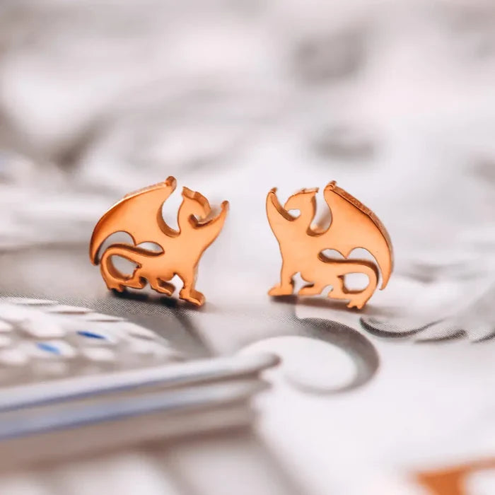 Dragon Stainless Steel Stud Earrings Gold jewelry