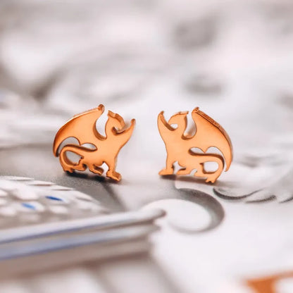 Dragon Stainless Steel Stud Earrings Gold jewelry