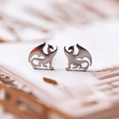 Dragon Stainless Steel Stud Earrings Silver jewelry