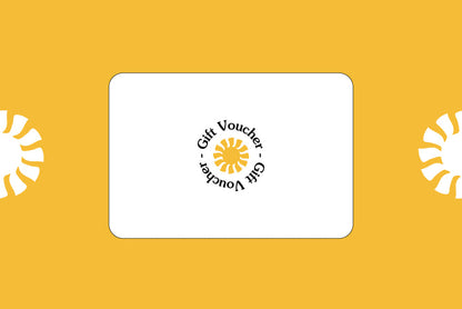 Gift Voucher with sun logo on a yellow background
