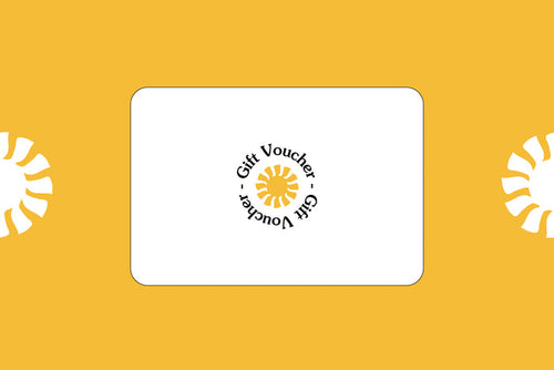 Gift Voucher with sun logo on a yellow background