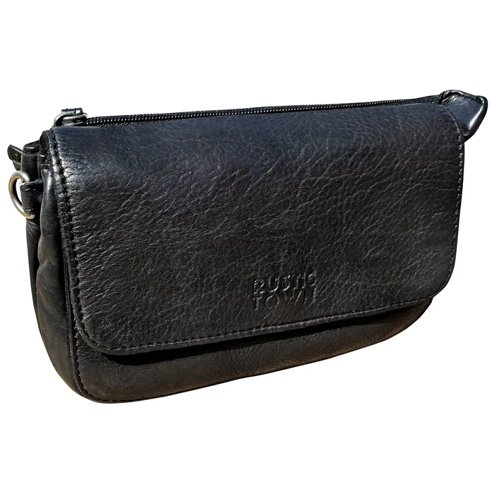 Elara Leather Wallet Travel Purse Waist Bag for Women, Black