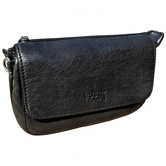 Elara Leather Wallet Travel Purse Waist Bag for Women, Black