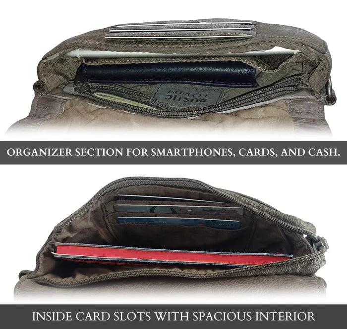 Elara Leather Wallet Travel Purse Waist Bag for Women, Stone Brown