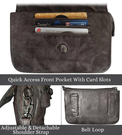 Elara Leather Wallet Travel Purse Waist Bag for Women, Stone Brown
