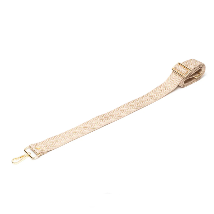 Elie Beaumont Bag Strap - Gold & Cream Chevron