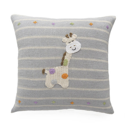 Embroidered Giraffe Baby Striped Pillow, Handmade, Fair Trade - Give Back Goods