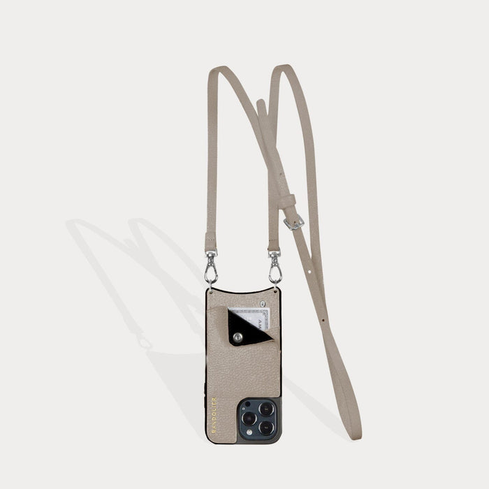 Emma Pebble Leather Crossbody Bandolier - Greige/Silver Bandolier Bandolier